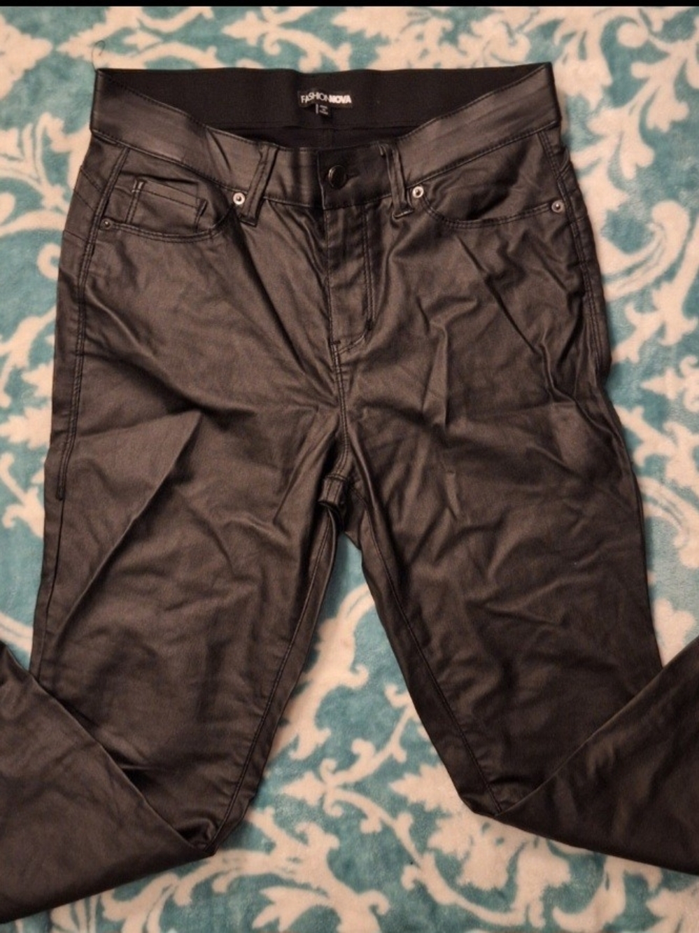 Fashion Nova Faux Leather Skinny Pants - Black